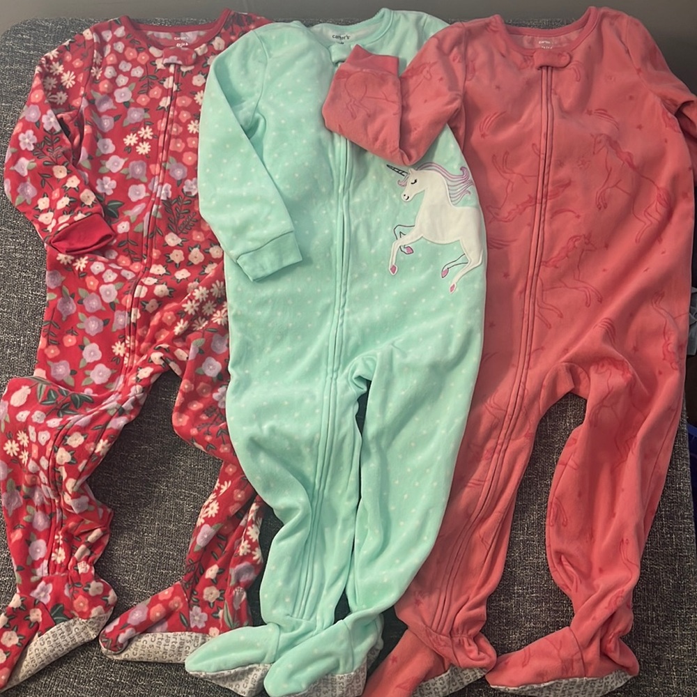 3 Carters warm one piece footed pajamas